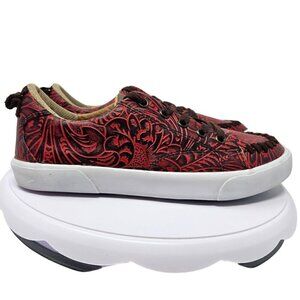 Reba By Justin Embossed Susie Sneakers Shoes Red & Black Women’s Size 7 Leather